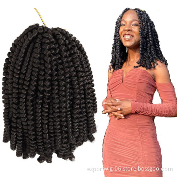 Spring Twist Crochet Hair 8 Inch Solid And Mixed Color Synthetic Fiber Afro Spring Twist Braids Hair Extensions Pink Purple